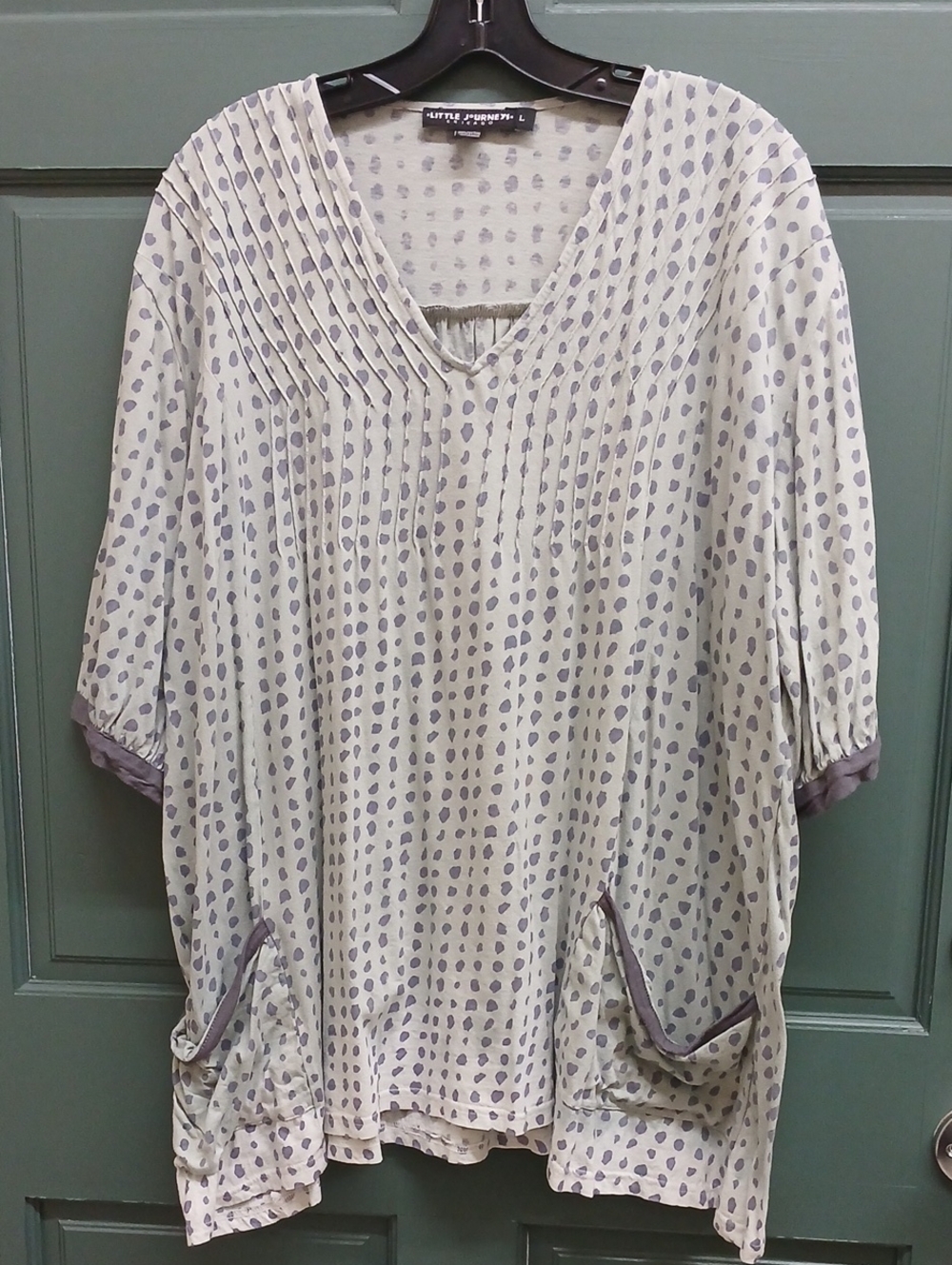 Little Journeys Chicago Cotton Cream Tunic with Gray Dot Print Size Large